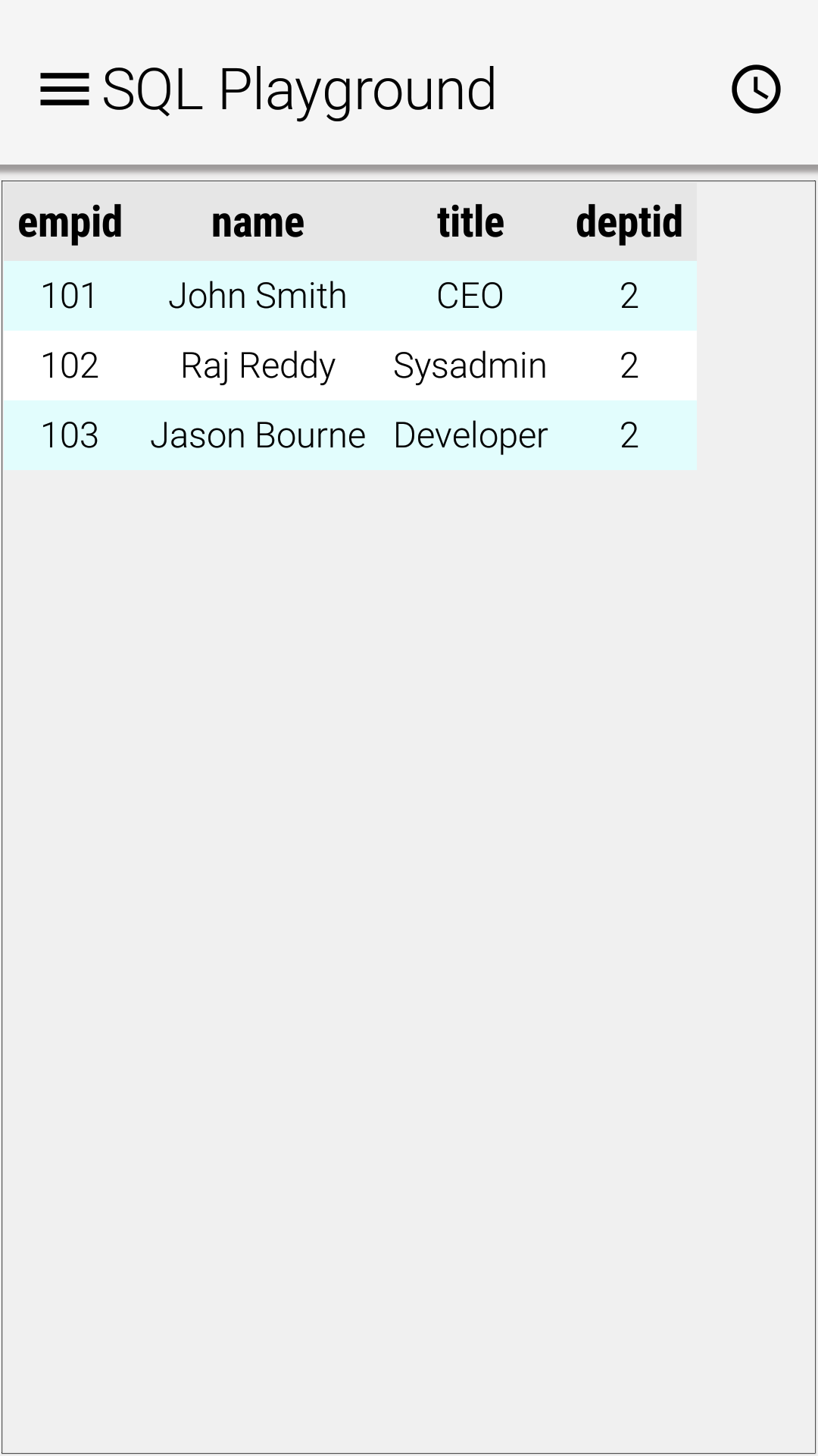 SQL PLAYGROUND – SQL TUTORIAL IN THE BROWSER, IPHONE (IOS), ANDROID, WINDOWS…